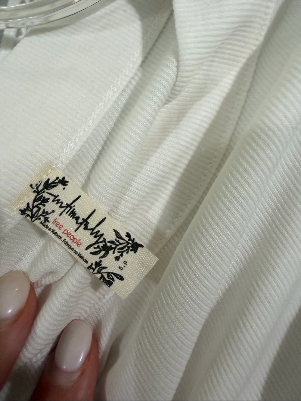Free People White Ribbed Bodysuit